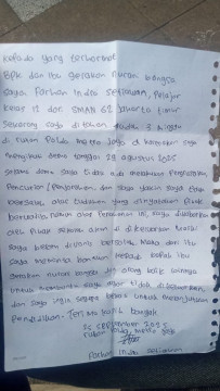 Farhan Indra Setiawan tulis surat dalam ruang tahanan Polda Metro Jaya (X)